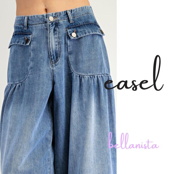 Easel Denim Flare Wide Leg Jeans - Picture 3 of 5